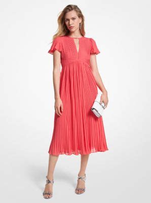 michael kors red dress|michael kors black pleated dress.